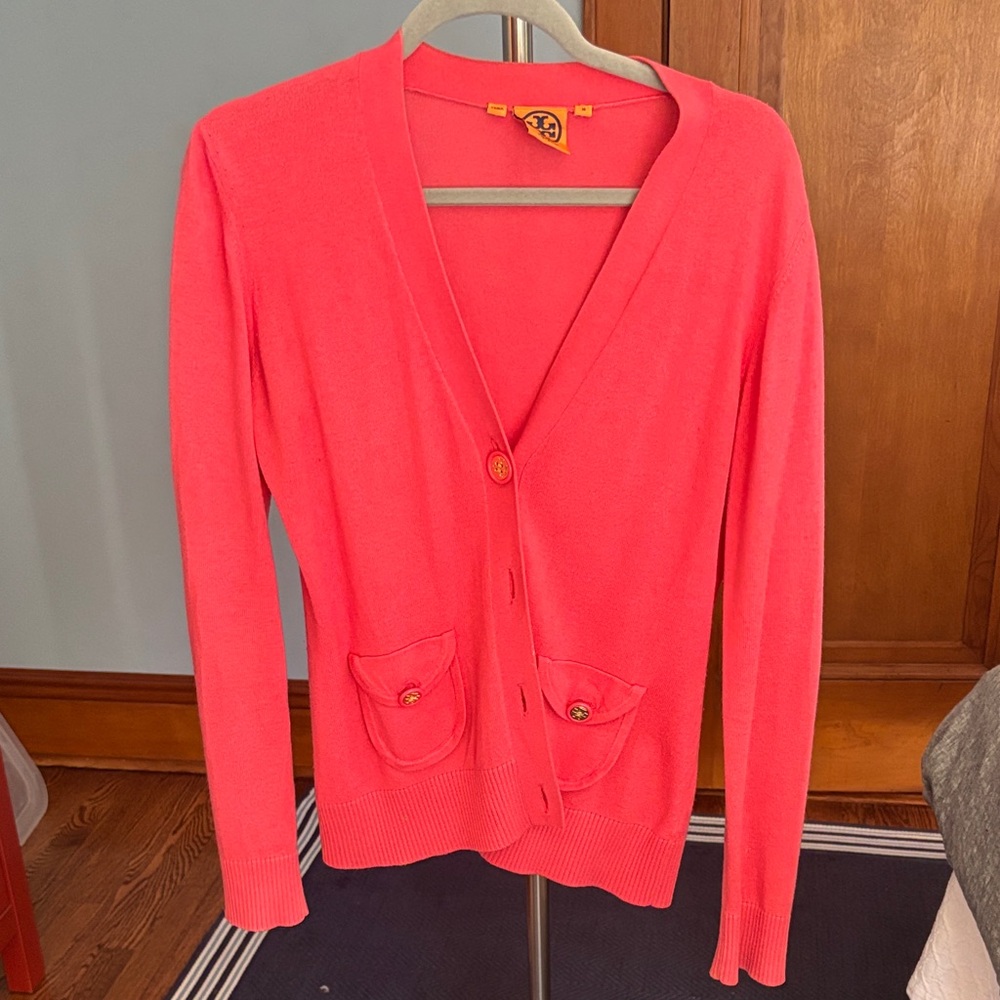 Tory Burch Vibrant Coral Cardigan